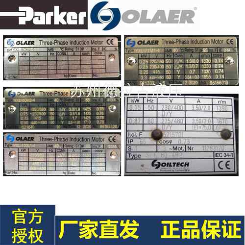 厂家直发 PARKER冷却器电机132-6-5,5 IE2 B35 IP55 OLAER