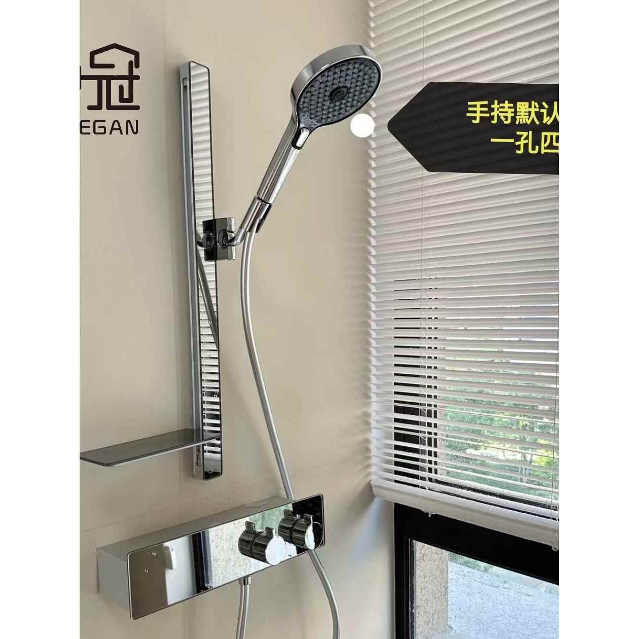 【国产汉斯简易款】争冠全铜增压简易淋浴花洒套装浴缸出水置物台