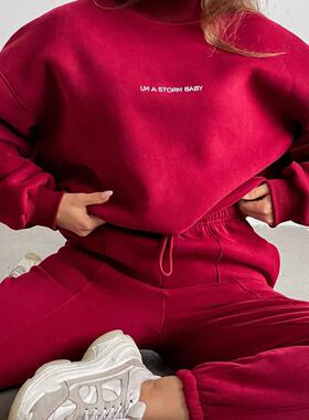 Two sets of women's printed hoodies 女装印花卫衣套装两