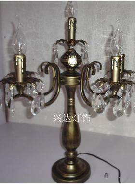 高档灯欧式黑色水晶台灯卧床头覆古蜡烛台灯家室居彷婚庆公司台蜡