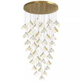 玉兰花客厅吊灯现代简约复式楼梯间极简别墅中空大灯设计师装饰灯