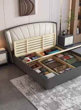 意式极简轻LP-J311#奢皮布艺床现代极简布床1.8实木双人床高箱物