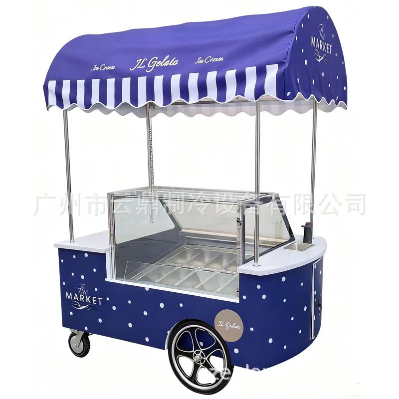 厂家供应110V户外花车10盘雪糕车gelatocart冰淇淋摆摊车