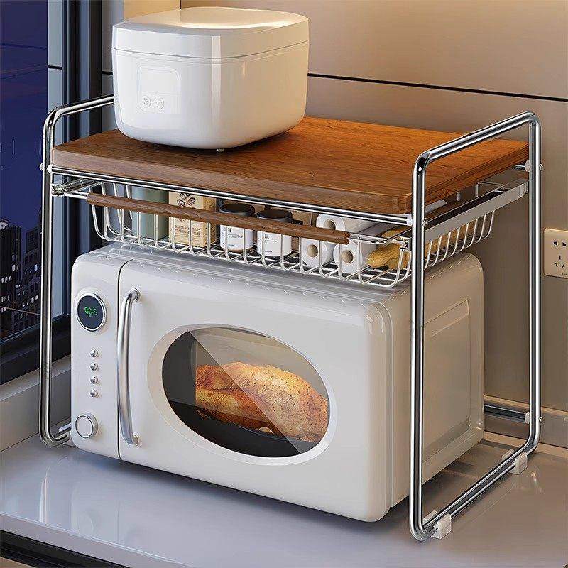 中古风厨房微波炉置物架台面电饭煲收纳架子多功能锅架烤箱支架,厨房/烹饪用具,微波炉置物架,淘宝优惠券,粉丝福利购,淘宝优惠卷