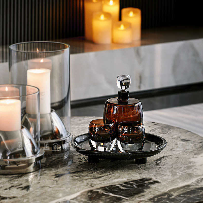 现在轻奢创意高档水晶酒具套组合玻璃酒壶酒杯样板间酒店餐桌摆件