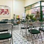 港无品牌 风冰叠室餐桌不锈钢桌下午茶甜品店折方桌椅圆桌古茶餐