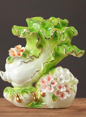 轻奢陶瓷白菜摆件装饰品客厅电视柜酒柜创意乔迁家居结婚礼物新居