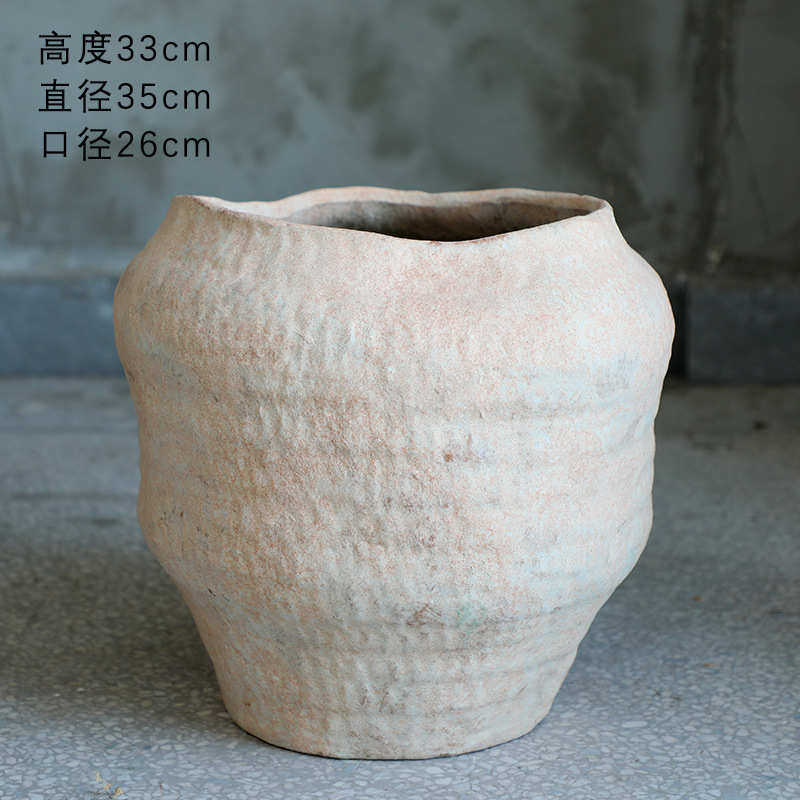 陶瓷大口北欧高级风花盆感土大客厅花瓶摆件侘复古陶寂陶罐粗ins,特色手工艺,其他特色工艺品,淘宝优惠券,粉丝福利购,淘宝优惠卷