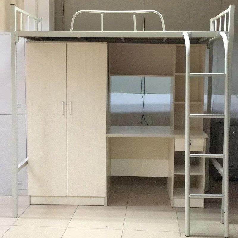 铁艺床双层床上桌下铺员工宿舍床铁床儿童床公寓床高低床加厚钢管