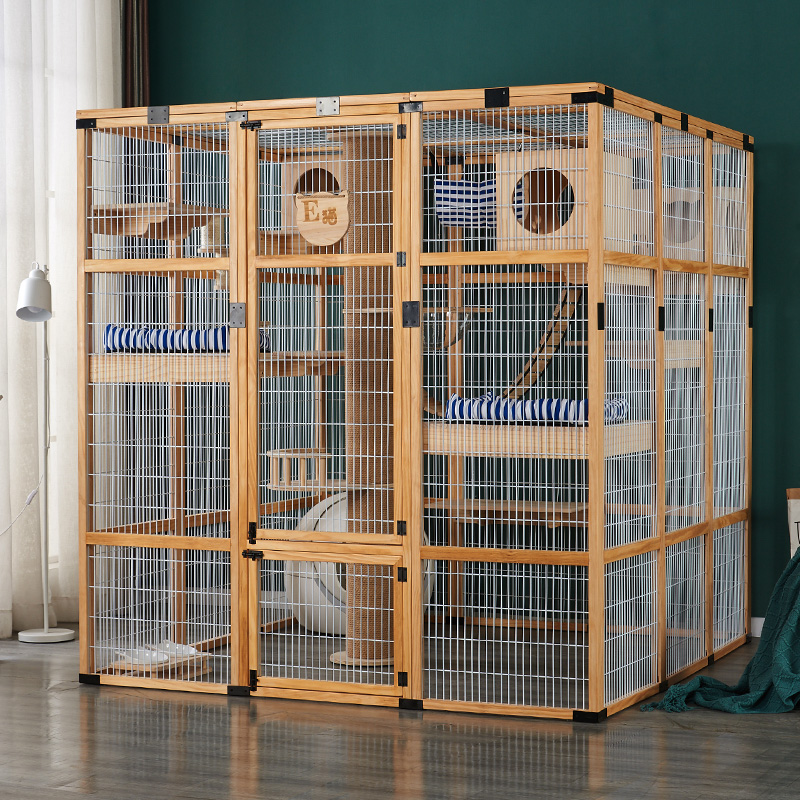 猫别墅家用猫笼子超大自由空间室内实木全景猫舍猫咪大型豪华猫笼