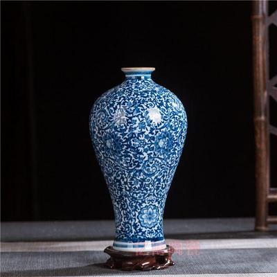 景德镇陶瓷器仿古典青花瓷古玩中号花瓶家居装饰品酒柜博古架摆件