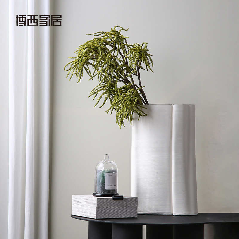 博西家居 简约现代创意陶瓷花瓶摆件 家居软装样板房大花盆装饰品