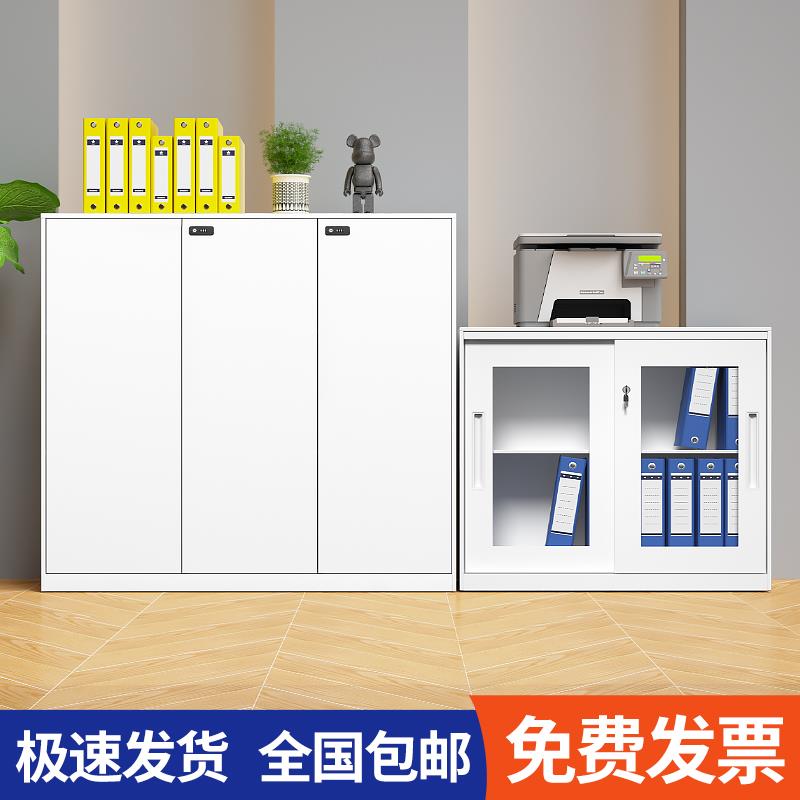 需定制办公铁皮文件柜密码锁资料档案柜移门书柜收纳柜白色小矮柜