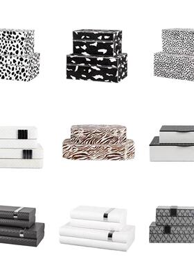 现代简约皮革马毛储物盒首饰盒摆件软装饰品样板房售楼处书房客厅