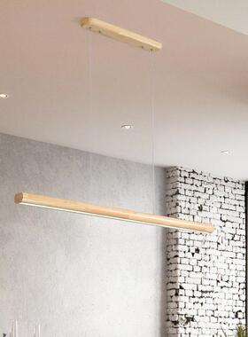北欧简约原木led吊灯餐厅吊灯长条吧台办公室灯具饭桌茶室灯饰