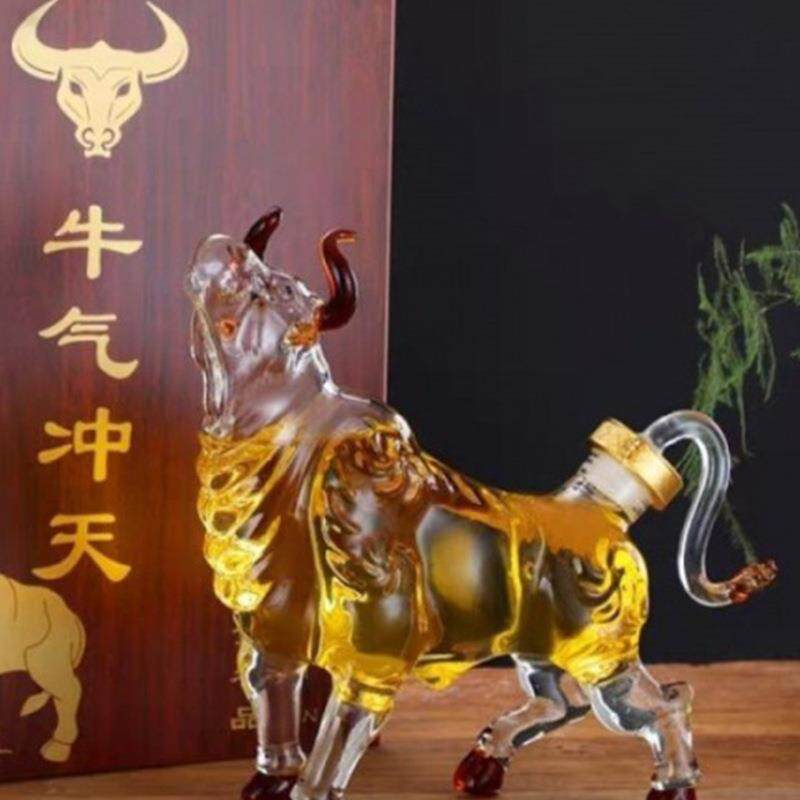 现货创意二生肖泡酒瓶酒牛气十冲天NDH高硅泡酒瓶硼异型醒器泡酒
