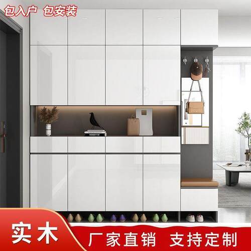 实玄柜关鞋风见详情柜一体家用门口收纳柜客厅木屏隔断柜进门厅柜
