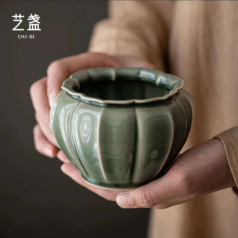艺盏建水茶洗茶渣缸小号陶瓷水盂废水桶茶杯洗家用功夫茶具配件