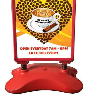 新品展示架展架拉户外广告门架海报沙牌展示易注水双面宝型注立式