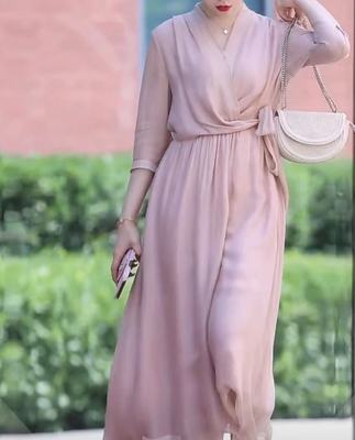 232款0334028婕妤秀气连衣裙2023夏季质新宽带松遮肉显瘦绑收腰裙