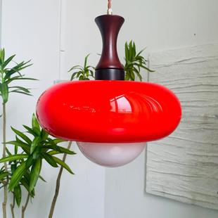 复古餐厅吊灯包豪斯风格 红色小吊灯焦糖渐变色玄关吧台柿子吊灯