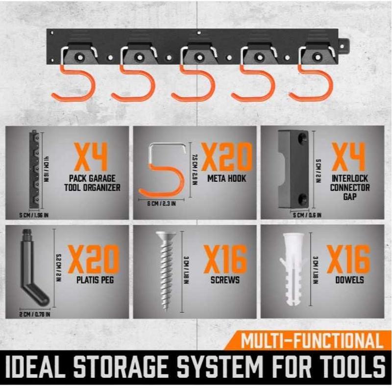 严选墙壁车库挂钩多功能收纳塑料背板金属挂钩拖把储物挂钩工具