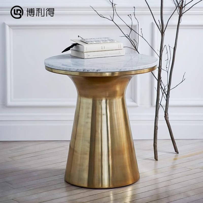 轻奢北欧沙发茶几小圆桌办公室大理石边几家用简约休闲岩板小茶几