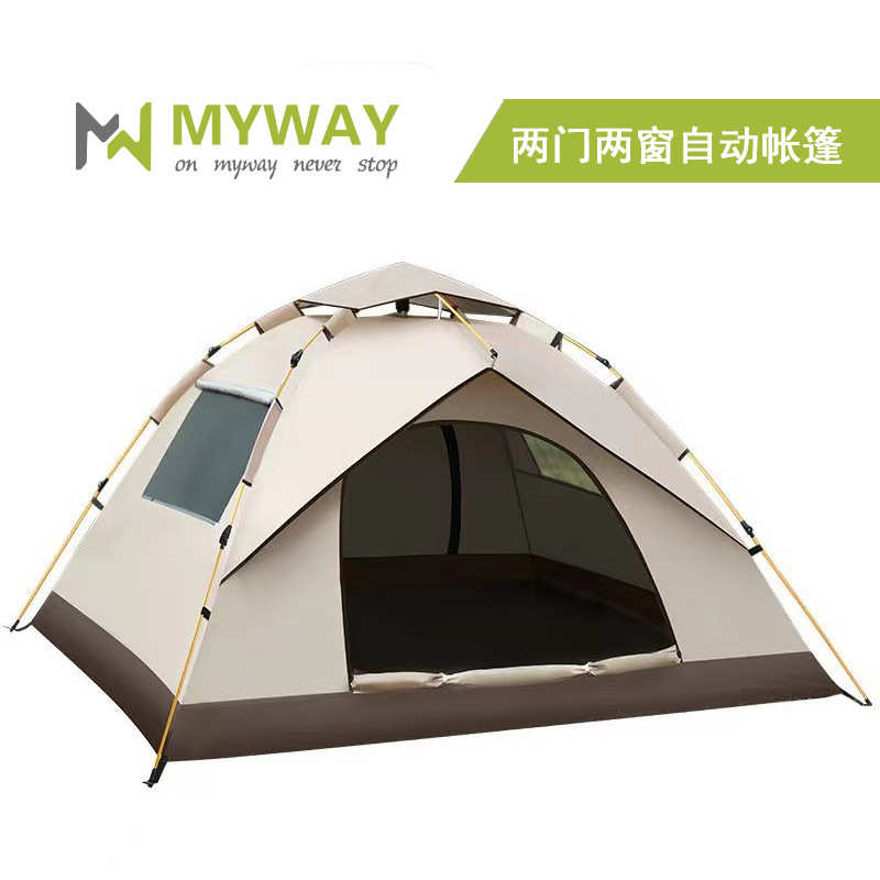 户外全自动露营帐篷可折叠家庭野营防晒防蚊两门两窗速开帐篷