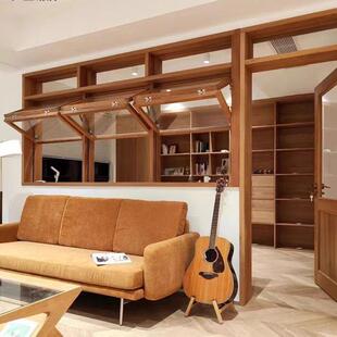 上下推拉窗左右折叠木窗奶茶店随意悬停上翻窗上下提拉窗