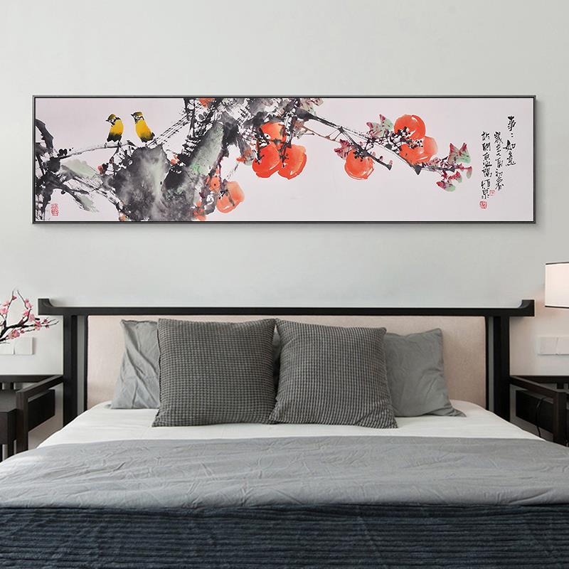 花鸟卧室装饰画床头挂画现代简约主卧温馨梅花荷花莲花房间新中式图片