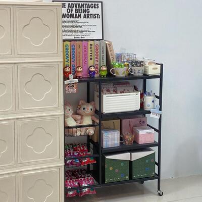 Kitchen Floor Standing Multi-Layer Storage Rack, Multi-funct