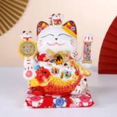 招财猫10寸开业摆件八方来财白色陶瓷创意礼品电动摇手发财猫