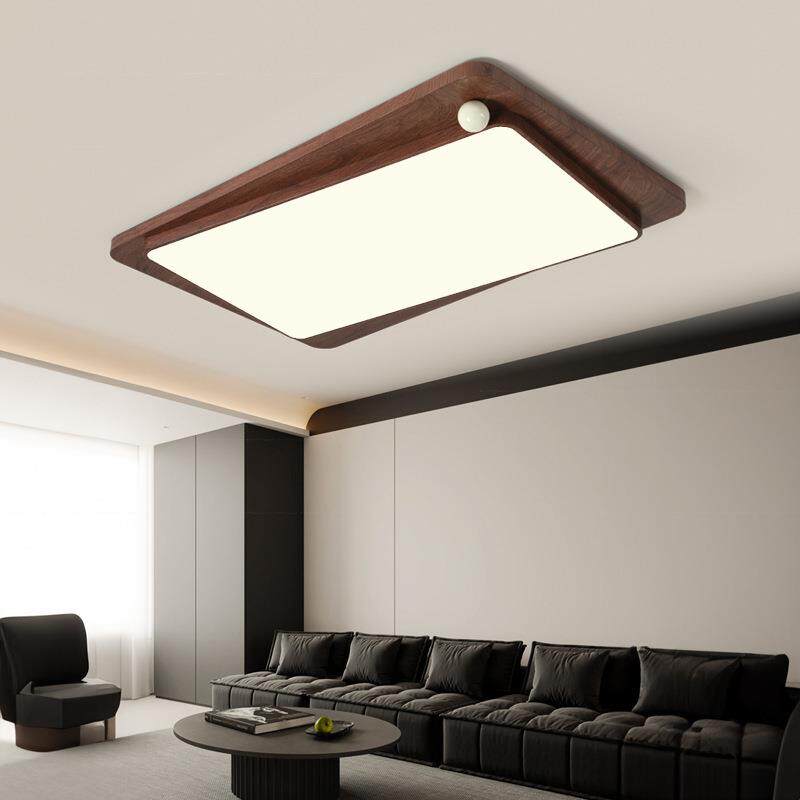 卧室吸顶灯胡桃木色2026新款现代简约新中式全光谱主卧书房间灯具