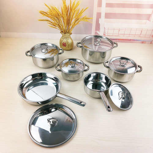 南非不锈钢套锅Cookware Set厨房炊具钢盖套装锅15件套装锅
