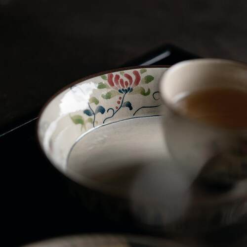 梵汝USQ日茶式风纯绘彼岸花斯闻壶承干手泡盘承茶具配件茶托圆形