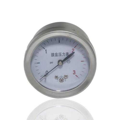 供微压膜盒压力表不锈钢压力表轴向YEB-63Z 3PSI 1/4NPT工厂直供