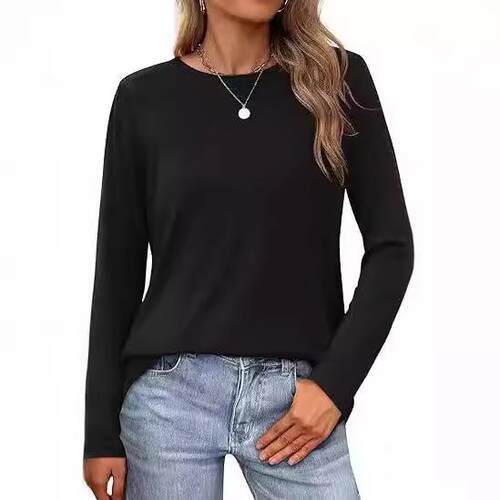 sweatshirt for women crewneck long sleeve shirts curved hem