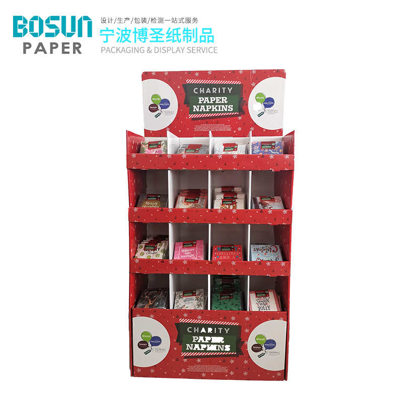 厂家供应纸货架卡头图案纸展示架纸展示盒落地式纸货架