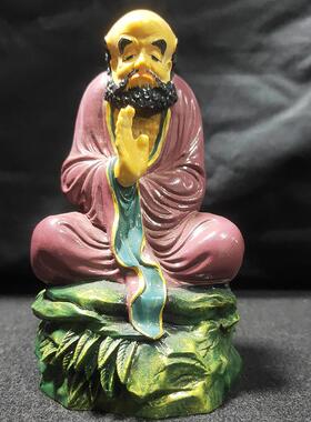 黄杨木彩绘禅衣达摩像手把件中式家居雕刻工艺品人物木雕摆件