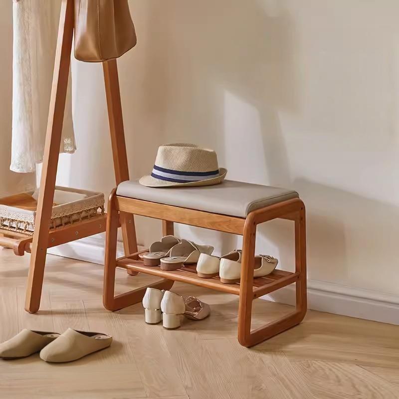 实木换鞋凳家用入户小窄鞋架坐凳一体软包坐垫试门口长凳穿鞋凳子