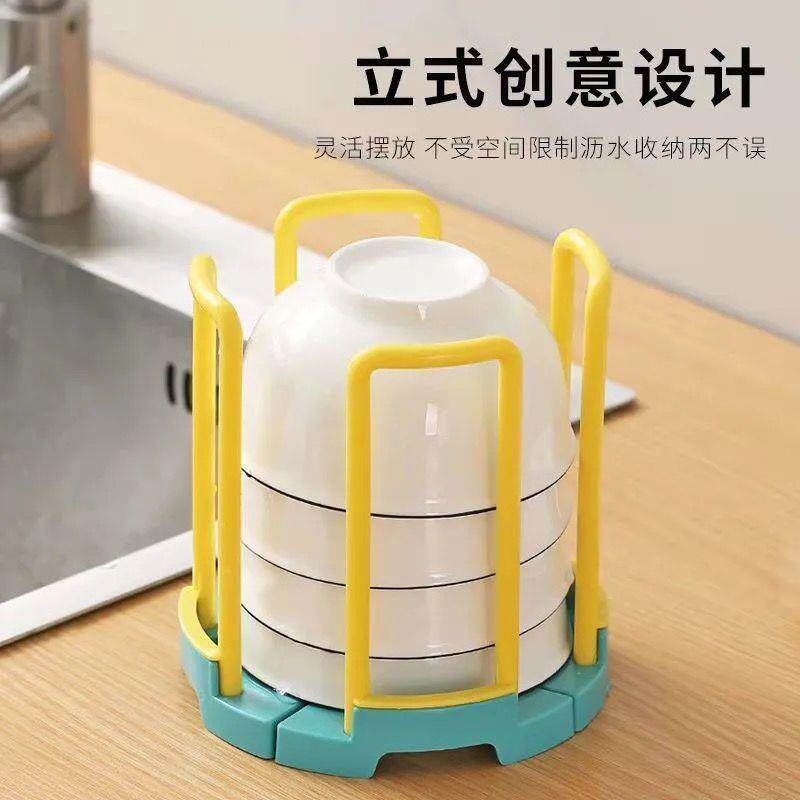 可伸缩抽拉碗碟盘子收纳架厨房碗架台置沥水置物架可调节碗盘桌面