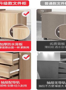 办公桌F96S5885下收纳文件柜木三质移动矮柜锁抽屉柜活带动储物资