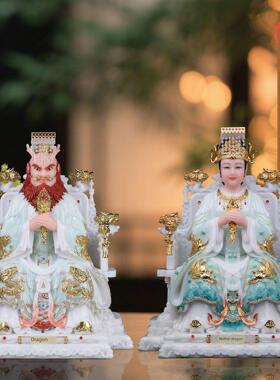 龙王龙母神像汉白玉彩绘天青四海龙王龙王母娘娘供奉摆件风调雨顺