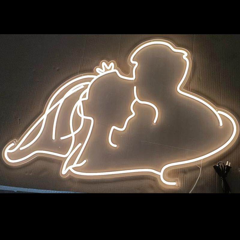 浪漫婚礼婚庆发光头像亚克力霓虹灯暖白粉色wedding派对装饰