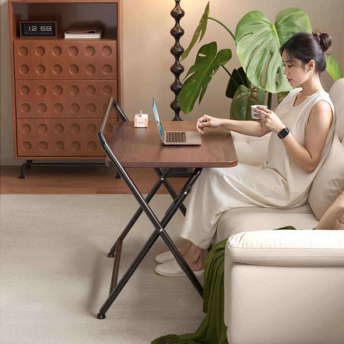 可折叠书桌电脑桌学生家用学习写字桌简易办公实木升降床边小桌子