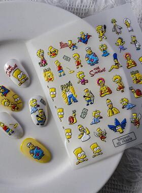 5D Nail Stickers Decals 辛普森搞怪浮雕美甲贴纸指甲饰品贴花