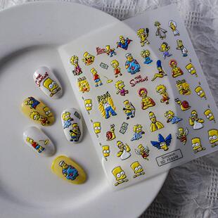 5D Nail Stickers Decals 辛普森搞怪浮雕美甲贴纸指甲饰品贴花