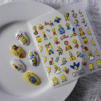 5D Nail Stickers Decals 辛普森搞怪浮雕美甲贴纸指甲饰品贴花