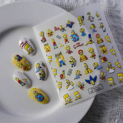5D Nail Stickers Decals 辛普森搞怪浮雕美甲贴纸指甲饰品贴花