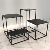 简约铁艺小方形茶几展示架桌子客厅沙发角几边几柜落地增高置物架